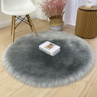 圓地墊 圓形地墊 地毯地墊 客製化長毛圓形地毯客廳地墊仿羊毛電腦椅子毛毛圓地毯臥室床邊毯白色『ZW4560』