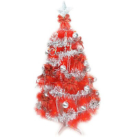 摩達客 台製6尺特級紅色松針葉聖誕樹 (銀紅色系配件)(不含燈) (本島免運