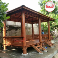 Gazebo Jati Minimalis Ukuran Custom 2x4 Natural Finish Kayu Jati Tua Berkualitas Tinggi
