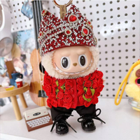 Labubu 拉布布 潮玩公仔 毛絨玩偶 收藏擺件 labubu娃衣GD玫瑰17cm權志龍演唱會衣服labubugd娃衣