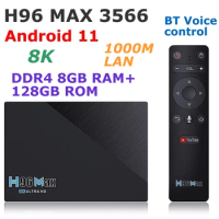 H96 MAX 3566 Android 11 TV Box DDR4 8G RAM 128G ROM RK3566 8K BT Voice control 5G Dual WIFI 1000M Lan 4K Youtube Set Top Box