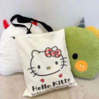 Cartoon Sanrio Canvas Bag Hello Kitty Ins Tote Cartoon Canvas Bag Student Day Shoulder Bag Tote Book Bag