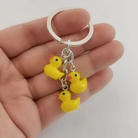 Simple Design Three Mini Yellow Duck Keychain For Women Men Creative Resin Ducks Pendant Cary Keyring Bag Key Chain Jewelry B165