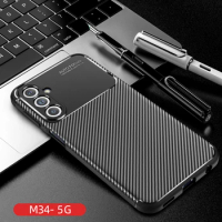 Luxury Carbon Fiber Pattern TPU Silicone Phone Case For Samsung Galaxy M14 M34 M54 F54 5G A14 A24 A34 A54 A25 Back Cover