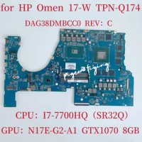 DAG38DMBCC0 Mainboard For HP OMEN 17-W Laptop Motherboard CPU:I7-7700HQ SR32Q GPU:GTX1070 8GB DDR4 915554-601 915554-001 Test OK