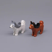 2PCS/Set Animals Cute Sled Dogs Siberian Husky Figures MOC Building Blocks Toys for Children Gifts DIY Toy Animal Part