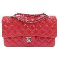 CHANEL 香奈兒【再降價】 粉色漆皮 COCO 25 肩背包 銀扣 【二手名牌BRAND OFF】