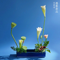 免運 開發票 花瓶 花盆 花器 擺件 日本進口陶瓷長方形水盤花器 寫景插花器皿小原流草月流池坊花道