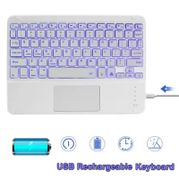 Touch Bluetooth Keyboard LED Backlight Tablet Keyboard With Touchpad Keyboard Rechargeable Mini Wireless Keypad For Laptop Mac