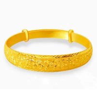 24k real Gold Bracelet Women's 9999 Real Gold Bracelet Wide Face Dragon and Phoenix Bracelet Adjustable 24 K Gold Bracelet