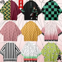 Barangan Anime Demon Slayer, Haori Rama-rama Ninja Giyu, Pakaian Lelaki, Baju-T Lengan Pendek Tujuh