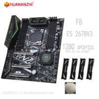 HUANANZHI X99 motherboard Set F8 LGA2011-3 Xeon E5 2678 V3 CPU DDR4 128GB = 32GB * 4pcs 3200MHz Memory