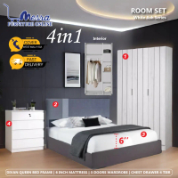 MESRA -3 Door Wardrobe Bedroom set/ Almari Pakaian / almari murah / divan queen / wardrobe /chest dr