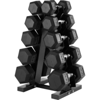papababe Dumbbell Set Rubber Encased Hex Dumbbell Free Weights Dumbbells Set Home Weight Set with Rack