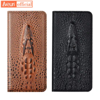 Luxury Genuine Leather Flip Phone Case For OnePlus Ace Pro Ace Racing Crocodile Style Cover Case For OnePlus Ace 2 2V Coque