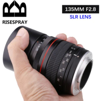 RISESPRAY 135mm F2.8 Telephoto Prime Lens for Canon 1300D 6D 6DII 7DII 77D 760D 800D 60D 70D 80D 5DIV 5DIII Nikon DSLR Cameras