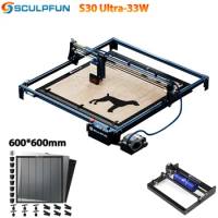 SCULPFUN S30 Ultra-33W Laser Engraver Machine 600x600mm Engraving Area Honeycomb Laser Cutter With Automatic Air Assist Roller
