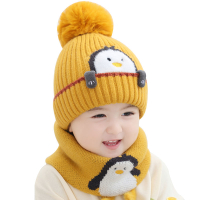 寶寶帽子秋冬季男童女童保暖針織帽子脖套冬天嬰兒毛線帽時尚洋氣