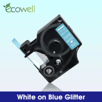 Ecowell 12mm 2056086 White on Blue Glitter Compatible dymo D1 label tape 2056086 for Dymo LabelManager 160 280 210d label maker