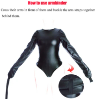 Leather Medical Play Bodysuit Sex Toys Suit for Women BDSM Straight Jacket,Straightjacket Bondage with Armbinder