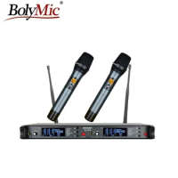 Bolymic Professional Dual channels wireless microphone UHF Wireless karaoke microphone