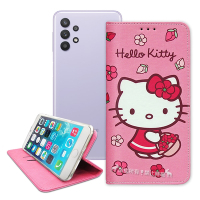 三麗鷗授權 Hello Kitty 三星 Samsung Galaxy A32 5G 櫻花吊繩款彩繪側掀皮套