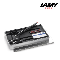 【LAMY】JOY喜悅系列 黑桿紅夾鋼筆禮盒組 鐵盒/2前端/卡水(15)