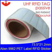 UHF RFID tag EPC 6C sticker Alien 9962 printable PET label 915mhz868mhz Higgs9 100pcs free shipping adhesive passive RFID label