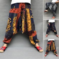 2023 Japanese Style Harajuku Men Trousers Sakura Samurai Costume Loose Fashion Women Traditional Bloom Pants Haori Trouser