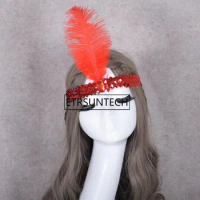 Chic Feather Hairband Flapper Sequin Headband Dress Dancing Party Head Decoration Costume Accessories