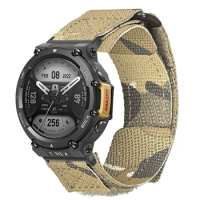 Hemsut Nylon Watch Band for Amazfit T-Rex 2 Replacement Straps for Amazfit TRex 2 Military Cambo