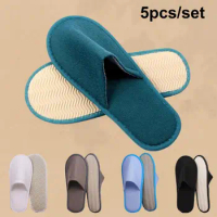 5 Pairs Disposable Slippers Men Women Simple Home Slipper Hotel Travel Portable Folding Slippers Closed Toe Guest Indoor Slipper