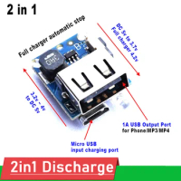 2in1 charge discharge module 1A 18650 Li-ion LiFePO4 lithium battery charging Power Mobile Bank DC Boost 3V 3.3V 3.7V TO 5V USB