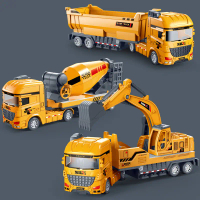 Inertia Large Children's Boys' Toys Engineering Vehicles Excavator Mixer Truck Earth Dumper Crane Si