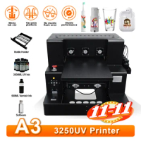 UV DTF Impresora A3 UV DTF Printing Machine UV Sticker Printer with Rotary Bottle holder for Metal Acrylic PVC UV DTF Printer A3