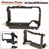 Camera Cage Cold Shoe Mount Metal Camera Cage Stabilizer Rig with Arca Quick Release Slot 1/4 Inch Thread for Sony A6700 Camera