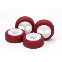 ล้อเล็กขาว + ยางมารูน Tamiya 95634 - Low Friction Small Diameter Tire (24mm) & Spoke Wheels White/Ma