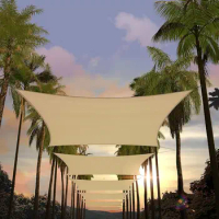 14' x 20' Beige Rectangle Sun Shade Sail Canopy Awning UPF50+ AGTAPR1420, 95% UV Blockage Water &amp; Air Permeable Commercial