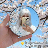 Portable Round Mirror for Travel Photography, Compact Convex Mirror for Selfies and Scenic Shots
