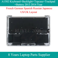 French German Spanish Russian Japanese Keyboard US UK For Macbook A1502 Topcase Keyboard Backlight Trackpad Battery 2013 2014