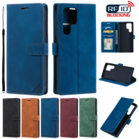 Leather Flip Anti Theft Brush Card Wallet Case for Samsung Galaxy S24 Ultra S22 Plus S23 S21 S20 FE S10 S9 S8 Plus Note 20 ultra
