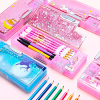 Fashion Pencil Case Password Unicorn Estuches Escolares Estuche Quicksand Stationery Trousse Scolaire Pencilcase For Girls