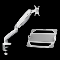 เซ็ต Ergo Monitor Arm Cybot สีขาว แขนจับจอคอม มาพร้อม แท่นวางโน็ตบุ๊ค แลปท็อป Lunio Ergo Cypad สีเงิ