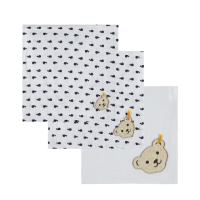 【STEIFF】熊頭 鯨魚 口水巾 紗布巾 三件組(口水巾)