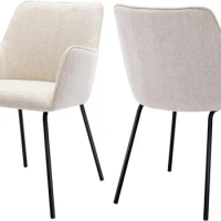 ONEVOG Classic Fabric Dining Chairs Set of 2, Kitchen &amp; Dining Room Beige Chair with Arms, Small Space Upholstered Dining Set
