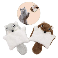 2Pieces Interaction Cats Plush Squirrels Teaser Toy for Engaging Active Cats Teething Hunting with C