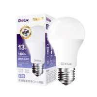 【Glolux】北美品牌 6入組 LED 13W 高亮度 6500K E27等同26W螺旋燈泡 白光(白光/全電壓/通過BSMI認證)