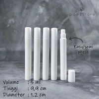 Botol Parfum Spray PLASTIK 5ml / Model Vial Easy Semi Press Pen PUTIH / Travel Sample Size