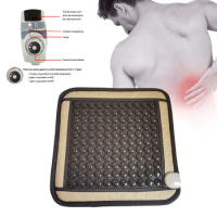 Tourmaline Mat Natural Jade Massage Acupressure Mat Electric Infrared Heating PU Seat Therapy Pain Relief for back Leg Muscle