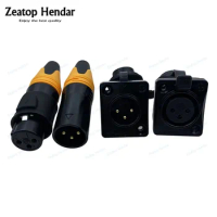 10Pcs 3Pin XLR Male / Female Plug Socket Waterproof and Dustproof Cover Outdoor Performance IP67 balanced Audio Connector Gilded